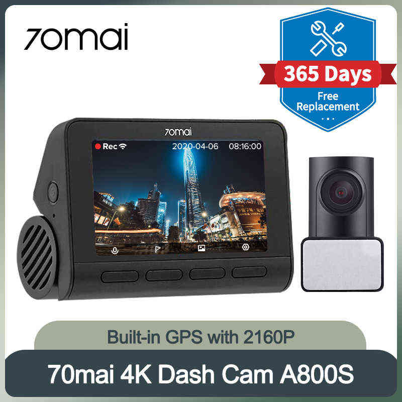 

70mai 4K A800S Dash Cam ADAS Real 4K Camera Car DVR Built-in GPS Dual Vision Record 24 Hours Parking Record Night Vision H220409