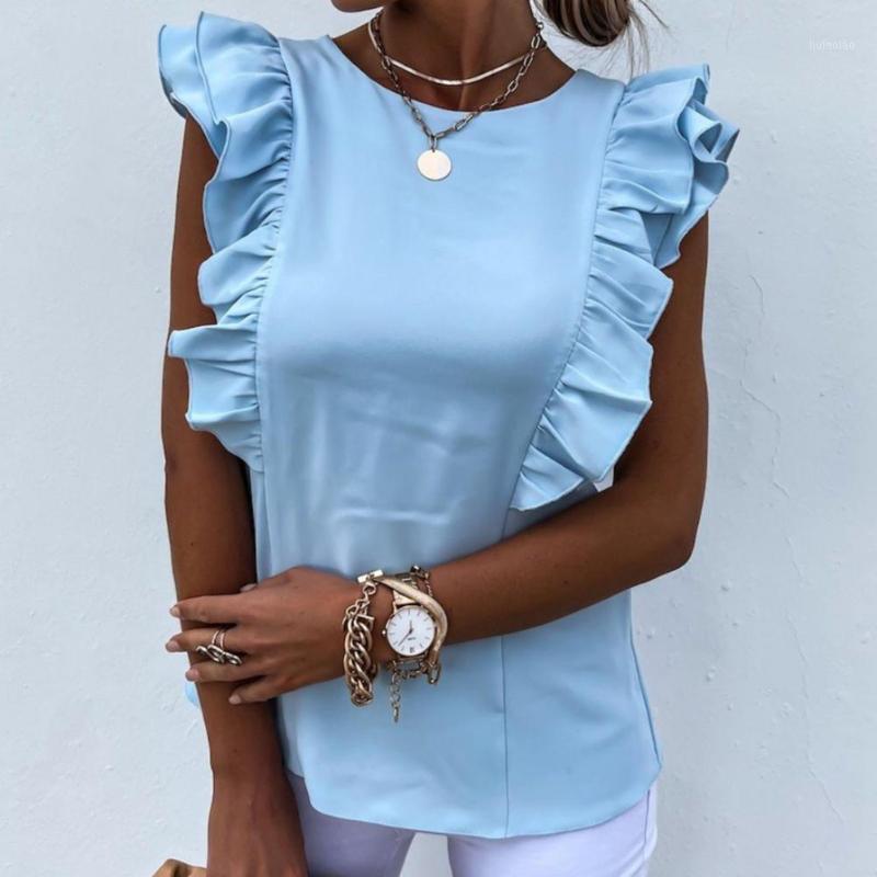 Women' Blouses & Shirts Women Blouse Solid Color Back Hollow Out Summer Ruffle Tie-Up Bow Sleeveless Top For Home Clothing 2022 Street Wear, Blue
Women' Blouses & Shirts Women Blouse Solid Color Back Hollow Out Summer Ruffle Tie-Up Bow Sleeveless Top For Home Clothing 2022 Street Wear, Blue