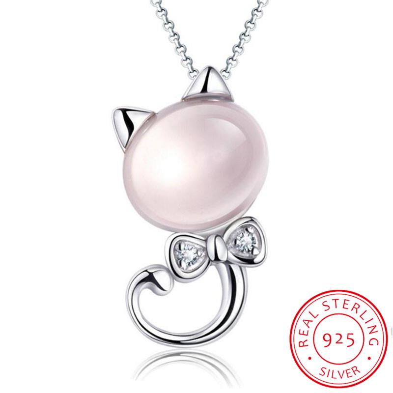 Chains 925 Sterling Silver Pink Moon Light Stone Cat Pendant Necklace For Women Gift 45cm Link Chain Collares Kolye Party
Chains 925 Sterling Silver Pink Moon Light Stone Cat Pendant Necklace For Women Gift 45cm Link Chain Collares Kolye Party