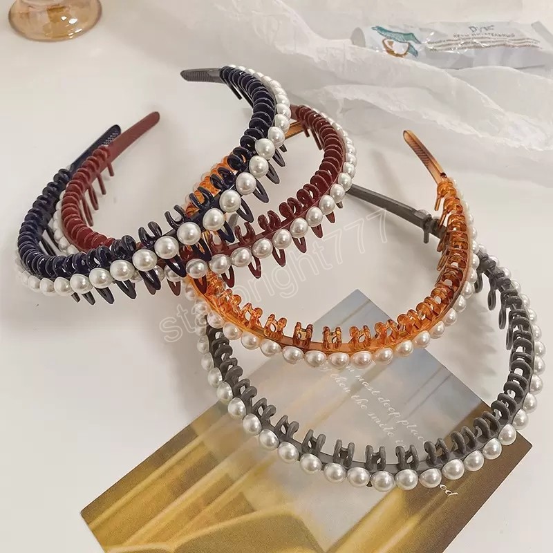 Women Hairband Hair Hoop Pearl Hair Accessories Tooth Nonslip Headbands Girl Fashion Wash Face Haires Bands