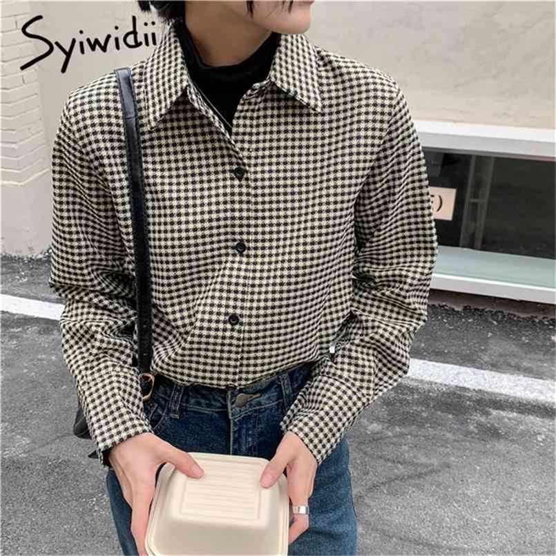 Houndstooth Blouses Women Button Up Turn-down Collar Top Long Sleeve Loose Clothing Spring Korean Fashion Shirts 210607, Light brown
Houndstooth Blouses Women Button Up Turn-down Collar Top Long Sleeve Loose Clothing Spring Korean Fashion Shirts 210607, Light brown