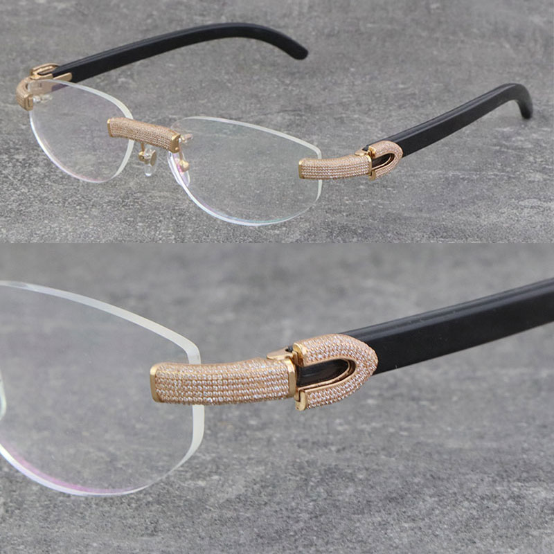 New Wholesale Metal Rimless 1164 Grain Micro-paved Diamond Set Frames Black Buffalo Horn Eyewear Men Women With C Decoration18K Gold Glasses Frame Unisex Eyeglasses
New Wholesale Metal Rimless 1164 Grain Micro-paved Diamond Set Frames Black Buffalo Horn Eyewear Men Women With C Decoration18K Gold Glasses Frame Unisex Eyeglasses
