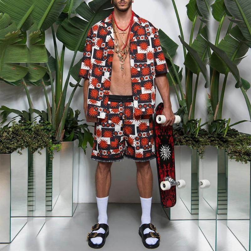 Men's Tracksuits Summer Hawaiian Clothing Men's Retro Flag Print Casual Short Sleeve Button Shirt Beach Street Resort Wwo-pieceMen's, Ttb64-51
Men's Tracksuits Summer Hawaiian Clothing Men's Retro Flag Print Casual Short Sleeve Button Shirt Beach Street Resort Wwo-pieceMen's, Ttb64-51