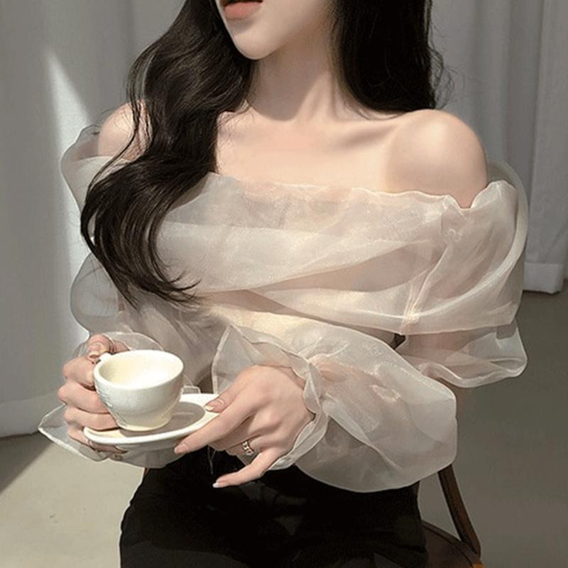 Women's Blouses & Shirts Romantic Careful Machine Off-the-shoulder One-word Collar Loose Slightly Transparent Puff Sleeve Mesh Shirt Top Wom, Picture color
Women's Blouses & Shirts Romantic Careful Machine Off-the-shoulder One-word Collar Loose Slightly Transparent Puff Sleeve Mesh Shirt Top Wom, Picture color