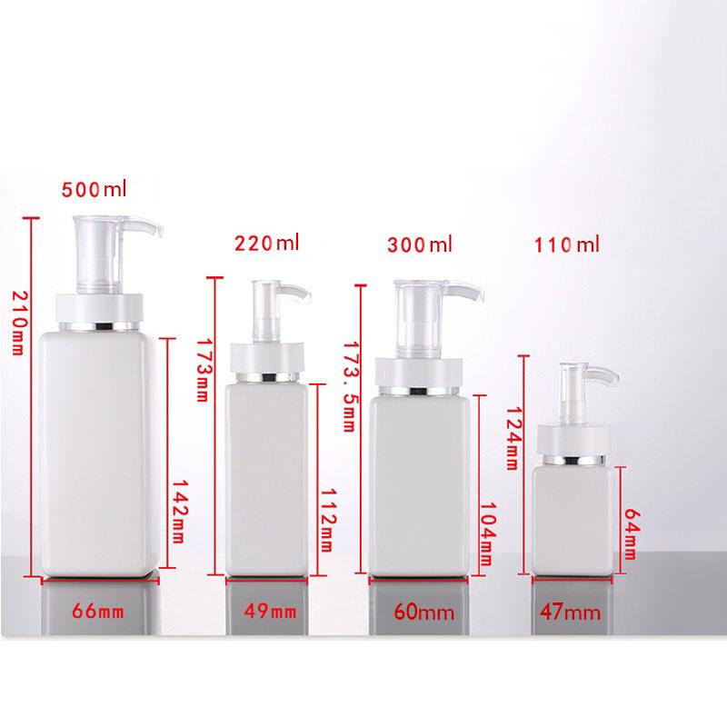 100ml 200ml 300ml White plastic bottle High-end square serum body lotion bottles shower gel pump sub-bottle