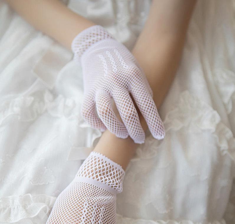 Wedding Fishnet Gloves Opera 1920s Costume Accessories Lady Short Tea Party Glove Sexy Wrist Banquet Mittens Summer Dancing Glove Red White Black