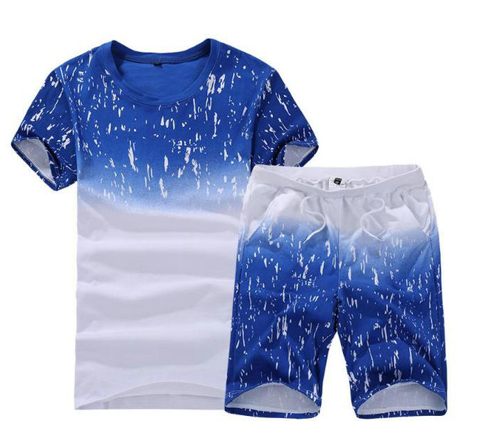 Summer Men's Sets Casual Short Sleeve Tracksuit Men Printed T-Shirt Shorts Outfits Fashion Two Piece Sets Mens Clothing