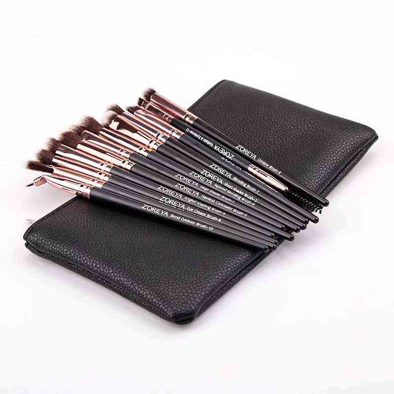 NXY Makeup Brushes 12pcs Professional Black Color Eye Shadow Make Up Brush Set Blending Eyeliner Brow Small Fan Cosmetic Tool 0406