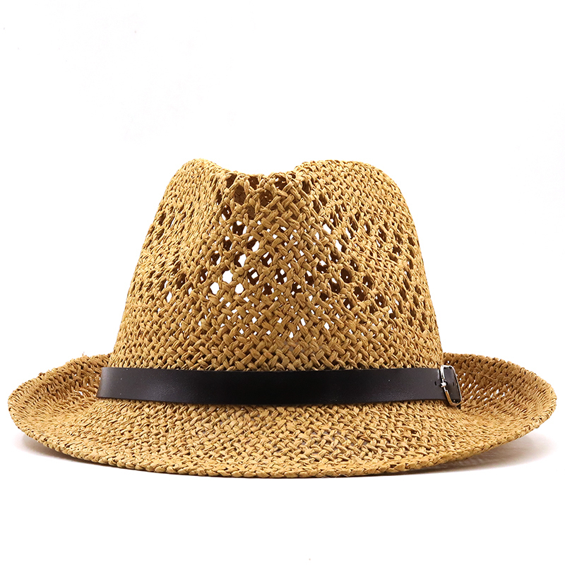Summer men Fedora Hats for Women Straw Sun Hats Wide Brim summer Visor Cap Solid Straw Jazz Hat Beach cap Sombrero Panama Gorras 220507