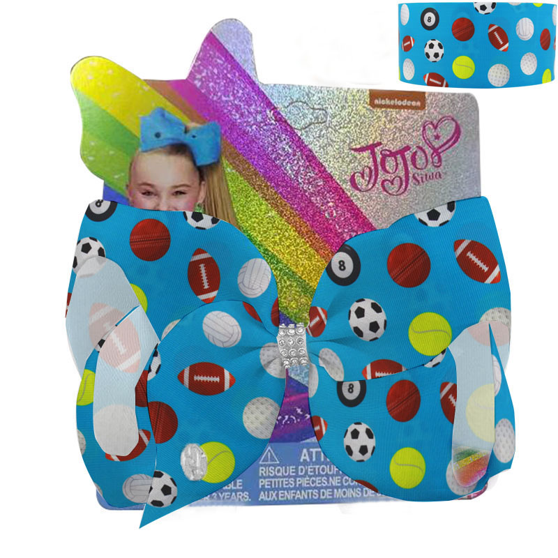 2022 NEW Large 8inch Sport Bows Baseball/Softball/Football Ribbon Hair Bow With Clip For Kids Girls Hairgrips Hair Accessories 8pcs/
