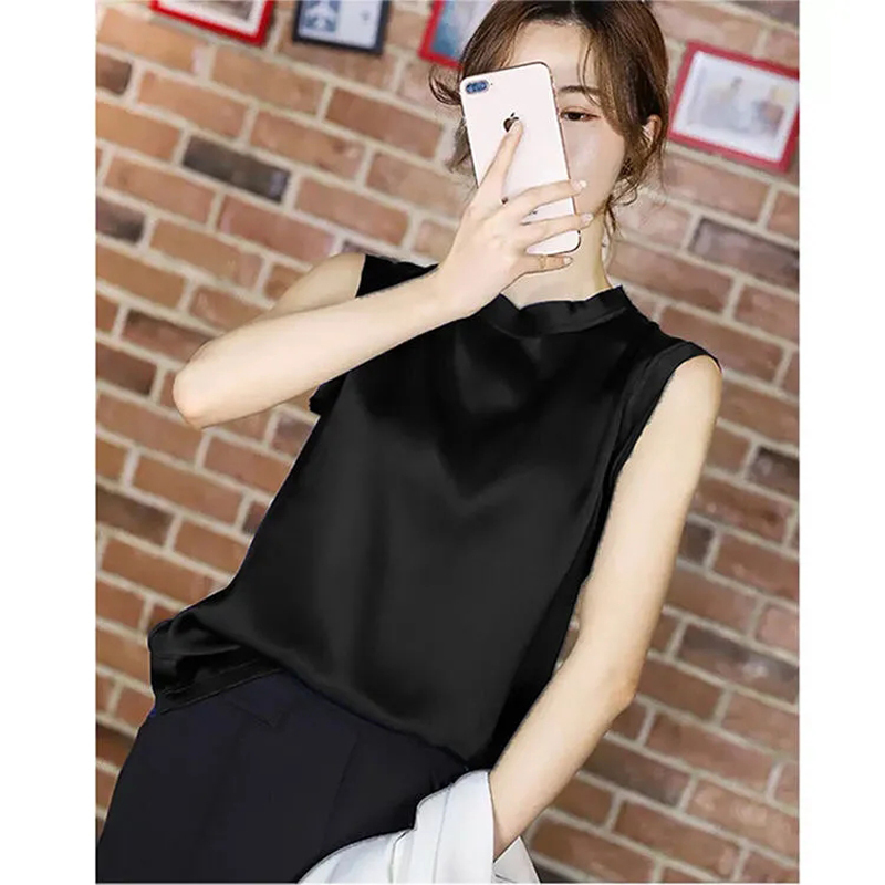 Summer Thin Tank Silk Elegant Woman Top Plus Size Vests Sleeveless Korean Fashion Clothing Loose Yellow Blue Black Tube Urban 220325