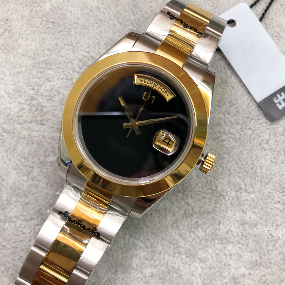 ST9 Steel Watch Two Tone 40MM Black Dial Smooth Bezel Automatic Mechanical Movement Sapphire Glass President Mens Wristwatches, No send watch for shipping
ST9 Steel Watch Two Tone 40MM Black Dial Smooth Bezel Automatic Mechanical Movement Sapphire Glass President Mens Wristwatches, No send watch for shipping