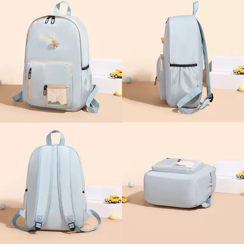 Waist bagsWomans Backpack Nylon Waterproof Schoolbag Junior High School Bags Large Capacity Female Backpack Cute Bear Accessories M153