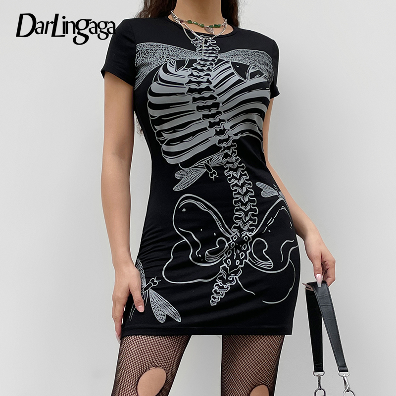 Darlingaga Dark Academia Skeleton Print O Neck Bodycon Dress Mini Gothic Grunge Harajuku Summer Dresses Women Graphic Aesthetic, Black dress
Darlingaga Dark Academia Skeleton Print O Neck Bodycon Dress Mini Gothic Grunge Harajuku Summer Dresses Women Graphic Aesthetic, Black dress