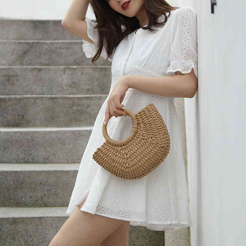 Evening Bags Candy Color Straw for Women Handbags Bohemian Wicker Woven Rattan Beach Bag Bali Travel Shoulder Crossbody Boho Purse 220507