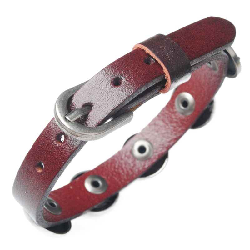 WOJIAER Leather Accessories Men's Silver Leather Wrist Adjustable Bracelets For Special Present BC018