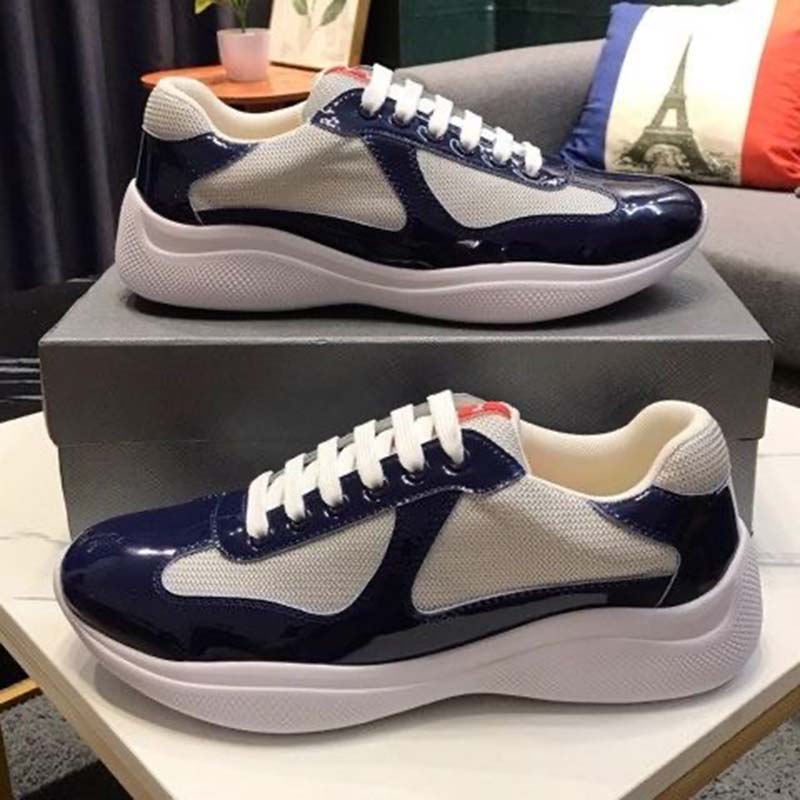 Men America Cup Designer Sneakers Top Patent Leather Flat Trainers Black Blue Mesh Lace-up Nylon Casual Shoes Outdoor Shoes With dust bag aa1
Men America Cup Designer Sneakers Top Patent Leather Flat Trainers Black Blue Mesh Lace-up Nylon Casual Shoes Outdoor Shoes With dust bag aa1