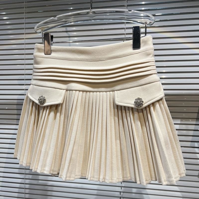 DEAT Women Black Casual Gold Pleated Skirt Arrivals High Waist Temperament Fashion Spring Autumn 11D5019 220317