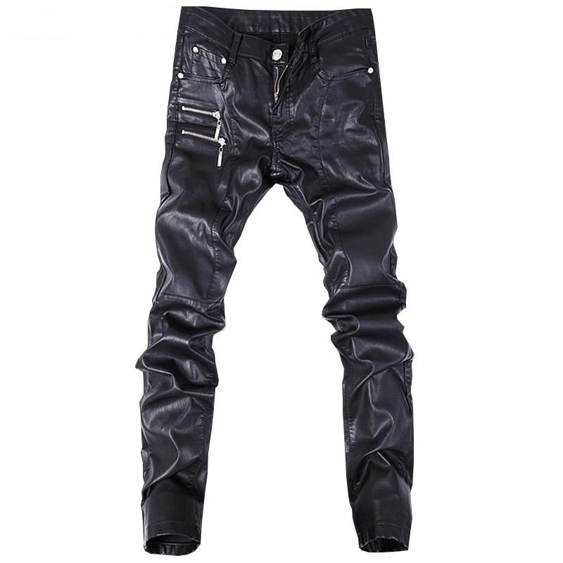 Men's Pants Trend Black Slim Leather Personality Zipper Stitching Fashion Youth Motorcycle MaleMen's, 10-2
Men's Pants Trend Black Slim Leather Personality Zipper Stitching Fashion Youth Motorcycle MaleMen's, 10-2