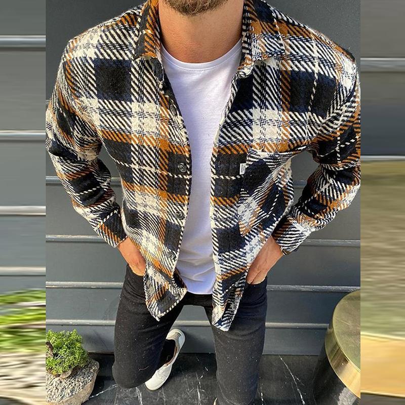 Men's Jackets Spring Fashion Check Printed Shirt Jacket Elegant Lapel Cardigan Casual Button Long Sleeve Loose Top, Black;brown
Men's Jackets Spring Fashion Check Printed Shirt Jacket Elegant Lapel Cardigan Casual Button Long Sleeve Loose Top, Black;brown