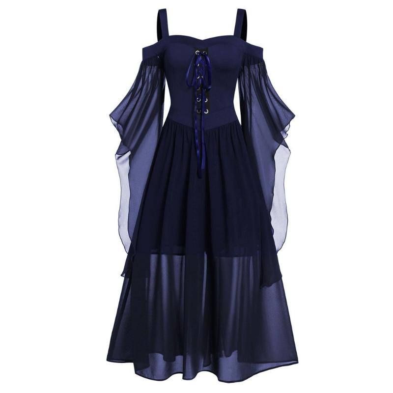Casual Dresses Plus Size Women Maxi Cold Shoulder Flare Sleeve Vintage Gothic Party Dress Lace Up Halloween Off Vestidos, Navy
Casual Dresses Plus Size Women Maxi Cold Shoulder Flare Sleeve Vintage Gothic Party Dress Lace Up Halloween Off Vestidos, Navy
