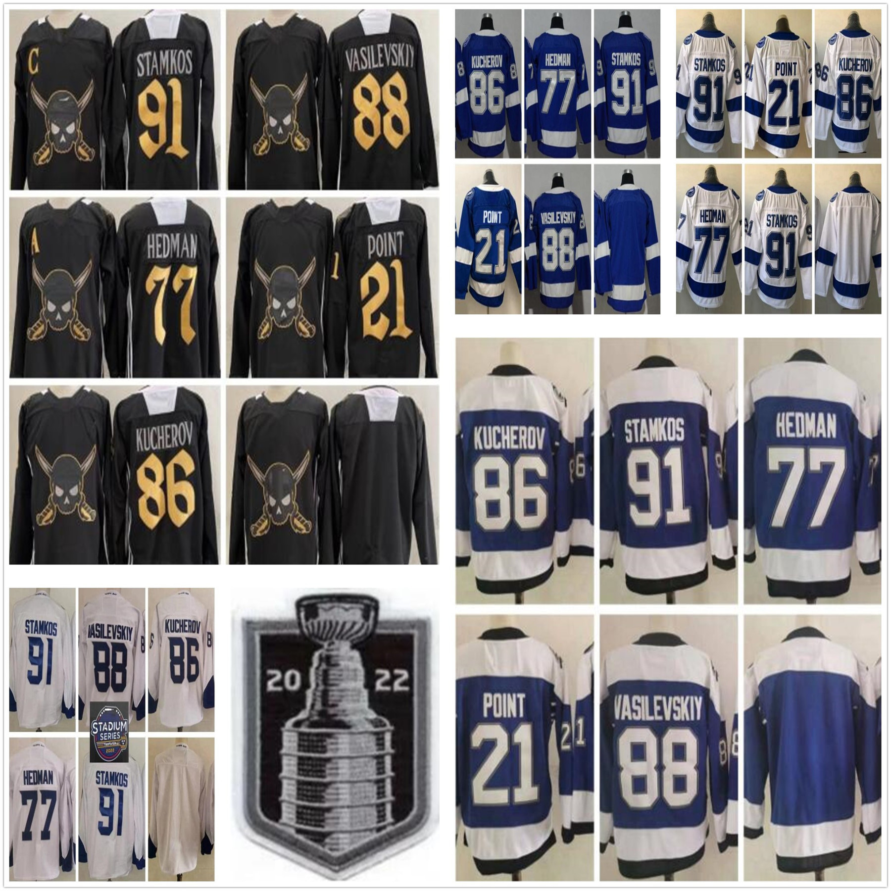 2022 Stanley Cup Final Tampa Bay Lightning 91 Steven Stamkos Hockey Jerseys''Nhl''21 Brayden Point 86 Nikita Kucherov 77 Victor Hedman 88 Andrei Vasilevskiy, Black with patch
2022 Stanley Cup Final Tampa Bay Lightning 91 Steven Stamkos Hockey Jerseys''Nhl''21 Brayden Point 86 Nikita Kucherov 77 Victor Hedman 88 Andrei Vasilevskiy, Black with patch