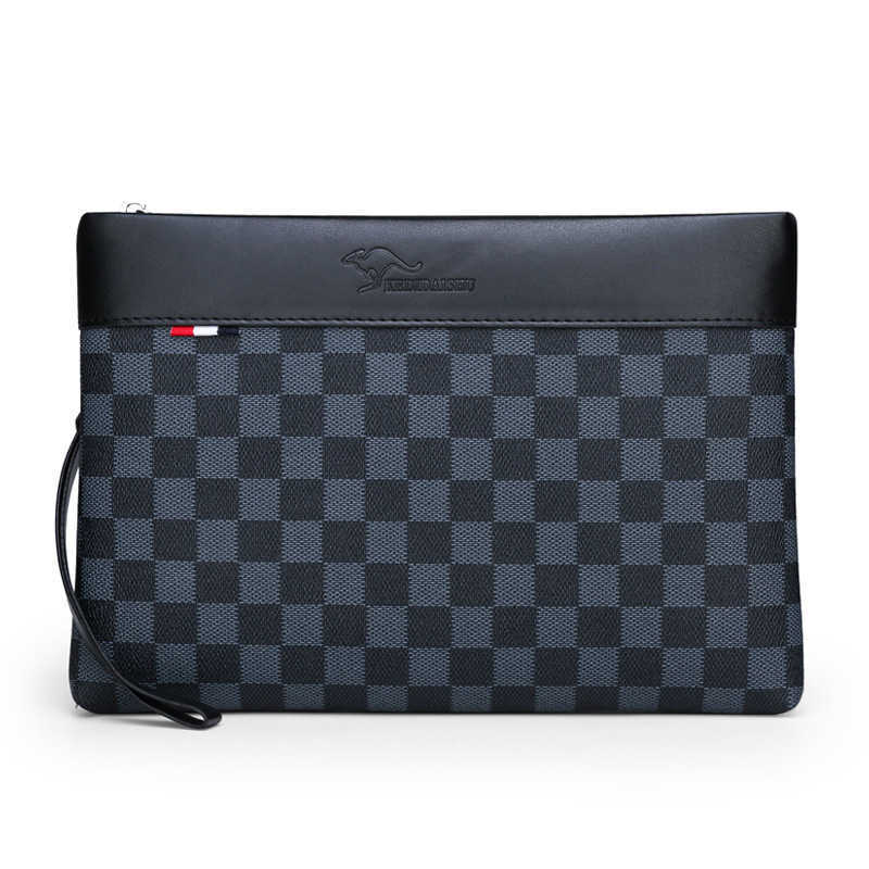 Checkerboard Grab Handbag Men's Business Envelope Soft Leather Hand Casual Fashion, Large brown 
Checkerboard Grab Handbag Men's Business Envelope Soft Leather Hand Casual Fashion, Large brown