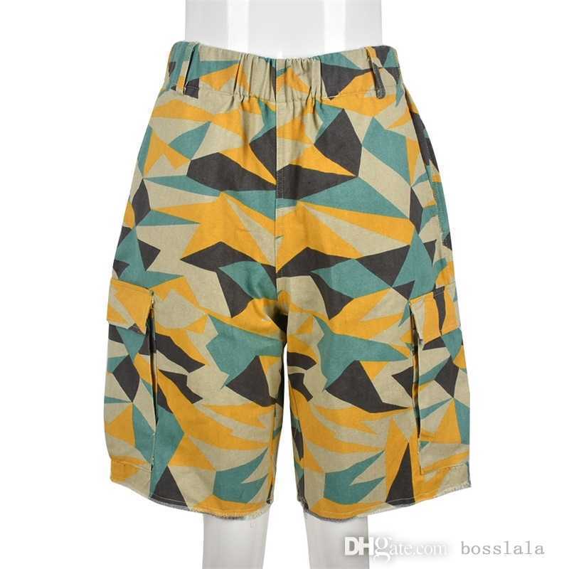 2022 Summer Womens Shorts Pants Fashion Trend Pocket Tassel Summer Camouflage Five Large Size Pants l0288