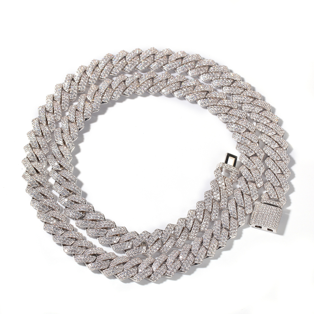 15mm Micro Pave Prong Cuban Chain Necklaces Fashion Hiphop Full Iced Out Rhinestones Jewelry For Men Women