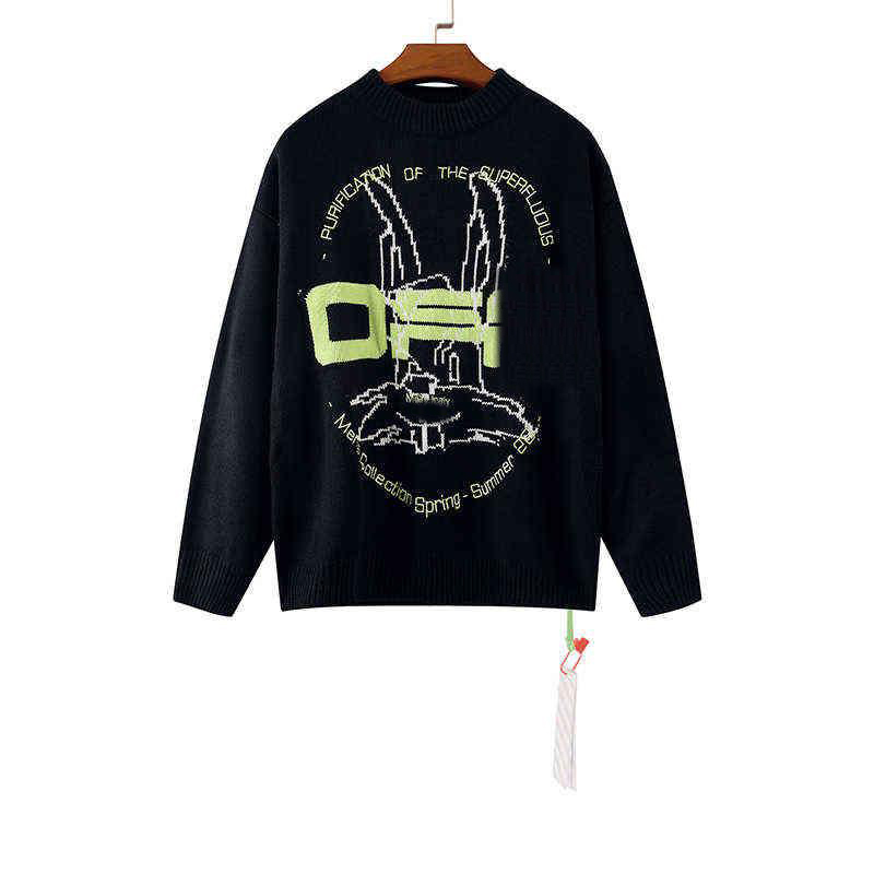 Of White Tide Brand Autumn Winter Bunny Letter Embroidery Printed Sweater Ow Men's Women's Loose, Black
Of White Tide Brand Autumn Winter Bunny Letter Embroidery Printed Sweater Ow Men's Women's Loose, Black