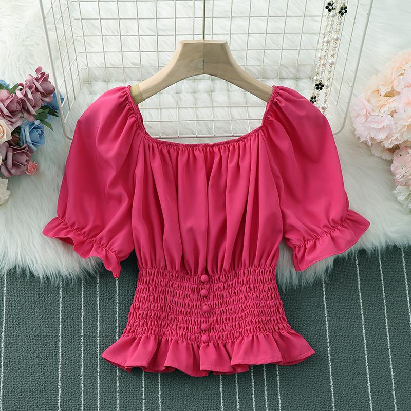 Women's Blouses & Shirts Puff Short Sleeve Fashion Pleated Sexy Blouse Vintage Solid Shirt Woman Elegant Crop Top Femme Blusas Women Clothes, White
Women's Blouses & Shirts Puff Short Sleeve Fashion Pleated Sexy Blouse Vintage Solid Shirt Woman Elegant Crop Top Femme Blusas Women Clothes, White