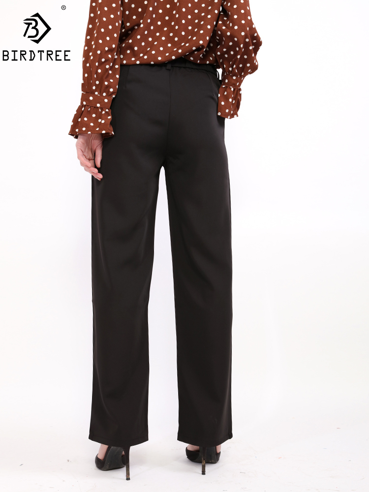 Spring Office Lady Elegant Casual Fashion High Waist Wide Leg Black Pants Full Length Pant Woman s B83813F 220325