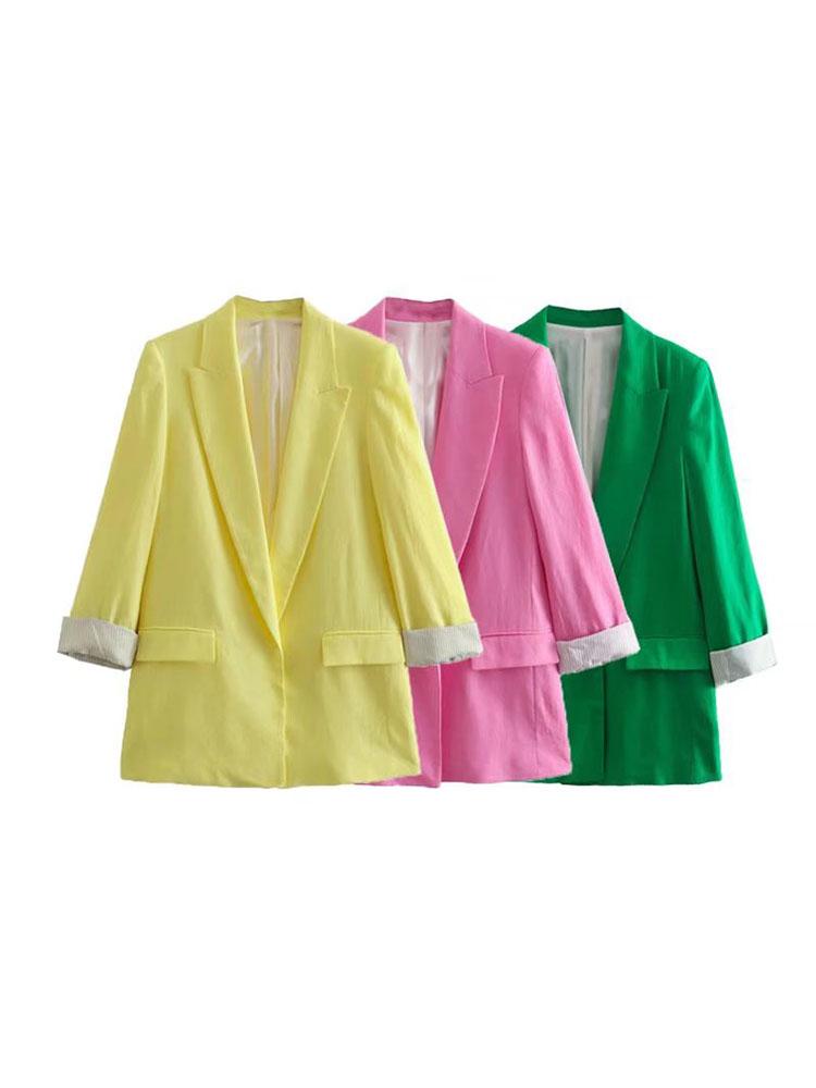 Women's Suits & Blazers Women Fashion 3 Color Linen Texture Blazer Office Ladies Chic Long Sleeve Front Flap Pockets Casual JacketWomen's, Green
Women's Suits & Blazers Women Fashion 3 Color Linen Texture Blazer Office Ladies Chic Long Sleeve Front Flap Pockets Casual JacketWomen's, Green