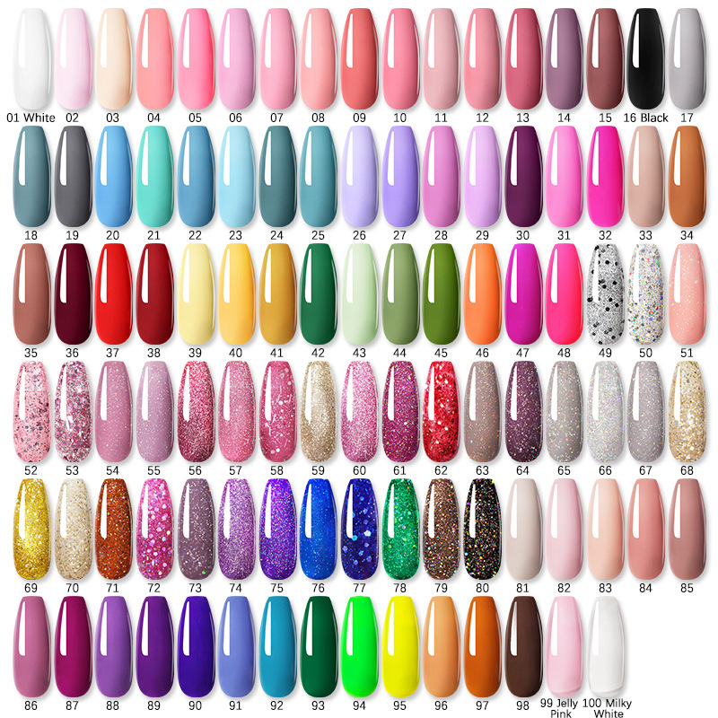 8.5ml Glitter UV Gel Nail Polish 100 Colors Spring Summer Color Varnishes Sequins Soak Off Hybrid Lacquers Varnish Colorful Nails DIY Art Decoration - view 3