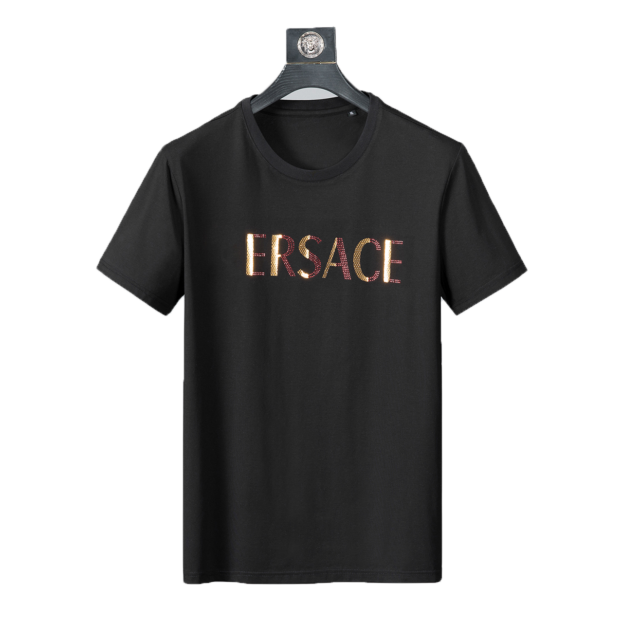 New High Quality Short Sleeve T Shirt Summer Shirt Loose Cotton Letters Fashion Men Designer Patchwork Top Crew Neck, Black