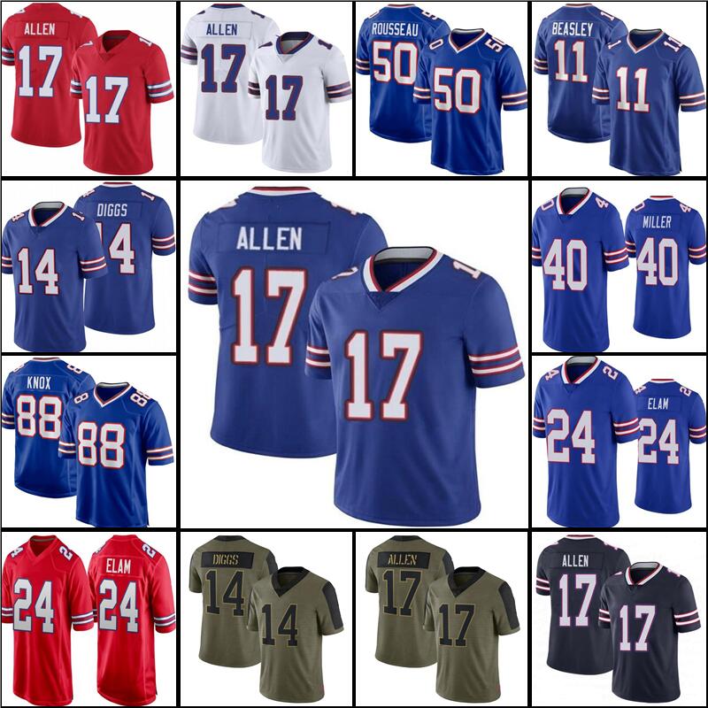 17 Josh Allen 14 Stefon Diggs Football Jersey Von Miller 88 Dawson Knox O.J. Howard Micah Hyde Gabriel Davis Jim Kelly Cole Beasley Rousseau White Matt Milano Kaiir Elam, Women jersey