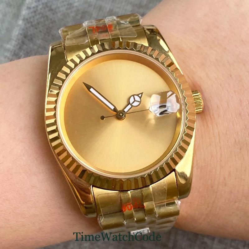 Wristwatches NH35A/PT5000/Miyota8215 Movement Mens Automatic Watch 36mm/39mm Sapphire Crystal Gold Plated Dial Date Jubilee BraceletWristwat, Steel back
Wristwatches NH35A/PT5000/Miyota8215 Movement Mens Automatic Watch 36mm/39mm Sapphire Crystal Gold Plated Dial Date Jubilee BraceletWristwat, Steel back