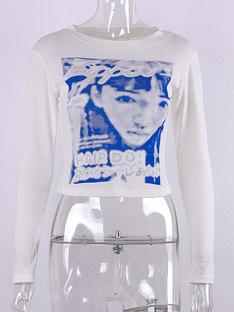 Gitana Graphic T Shirt For Women Y2K Long Sleeve Crop Tops Casual Vintage Clothes Fashion Autumn Kawaii harajuku Tee 220321