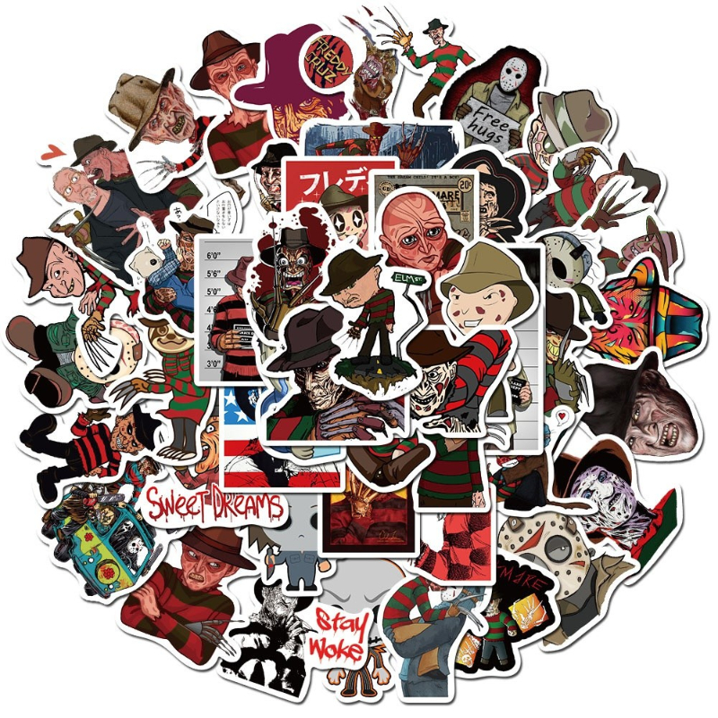50Pcs/Lot Horror Movies Michael Myers Friday the 13th sticker Freddy Krueger Stickers Graffiti Kids Toy Skateboard Phone Laptop Luggage Sticker Decals