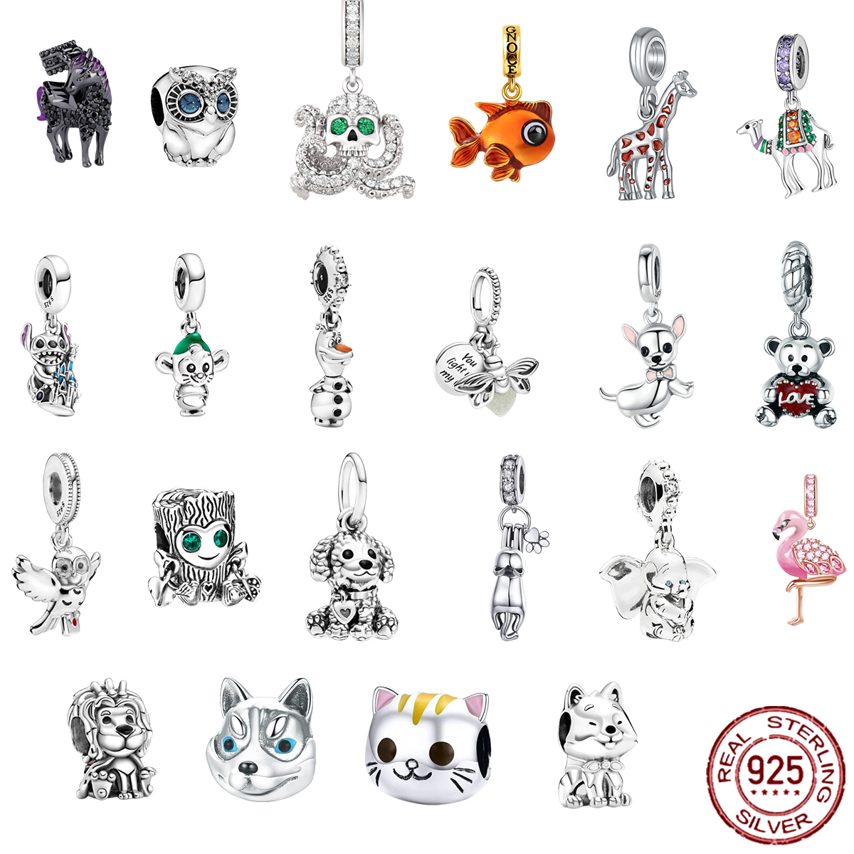 925 Sterling Silver Dangle Charm Love Pets Cat Panda Lion Animal Pendant Beads Bead Fit Pandora Charms Bracelet DIY Jewelry Accessories
925 Sterling Silver Dangle Charm Love Pets Cat Panda Lion Animal Pendant Beads Bead Fit Pandora Charms Bracelet DIY Jewelry Accessories