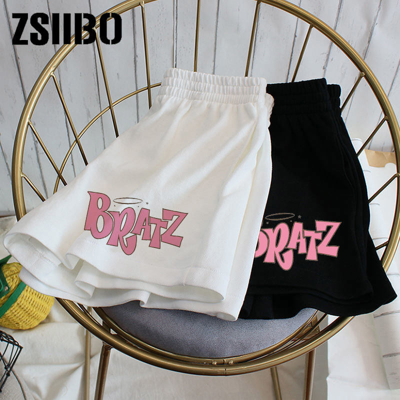 Elastic waist casual beach party hanbok size high waist letter cute printed sports shorts female summer female shorts Shorts Y2k 220527