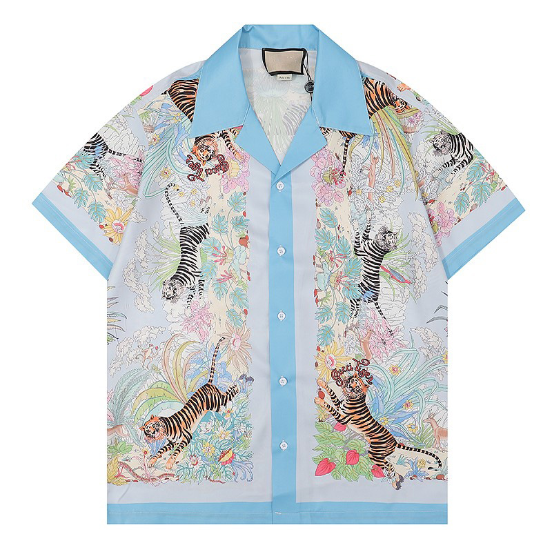 Luxury Designer Shirts Mens Fashion Geometric print bowling shirt Hawaii Floral Casual Shirts Men Slim Fit Short Sleeve Variety