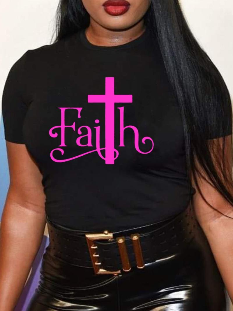 Women's Plus Size T-Shirt Woman Clothes 2022 Summer Cross Round Neck Letter Print Casual Skinny Black T-shirtWomen's
Women's Plus Size T-Shirt Woman Clothes 2022 Summer Cross Round Neck Letter Print Casual Skinny Black T-shirtWomen's
