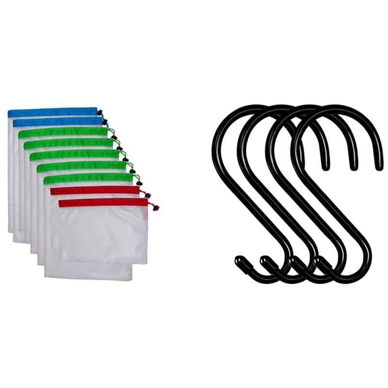 Shopping Bags 1Set Reusable Mesh Produce With Drawstring & 4 Pack Large Vinyl Coated S Hooks 6 Inch Non Slip Heavy Duty Hook, Auburn
Shopping Bags 1Set Reusable Mesh Produce With Drawstring & 4 Pack Large Vinyl Coated S Hooks 6 Inch Non Slip Heavy Duty Hook, Auburn
