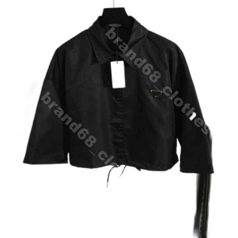 classic designer women short black shirt jacket drawstring hem triangle logo design womens summer long sleeve shirts jackets size SML
classic designer women short black shirt jacket drawstring hem triangle logo design womens summer long sleeve shirts jackets size SML