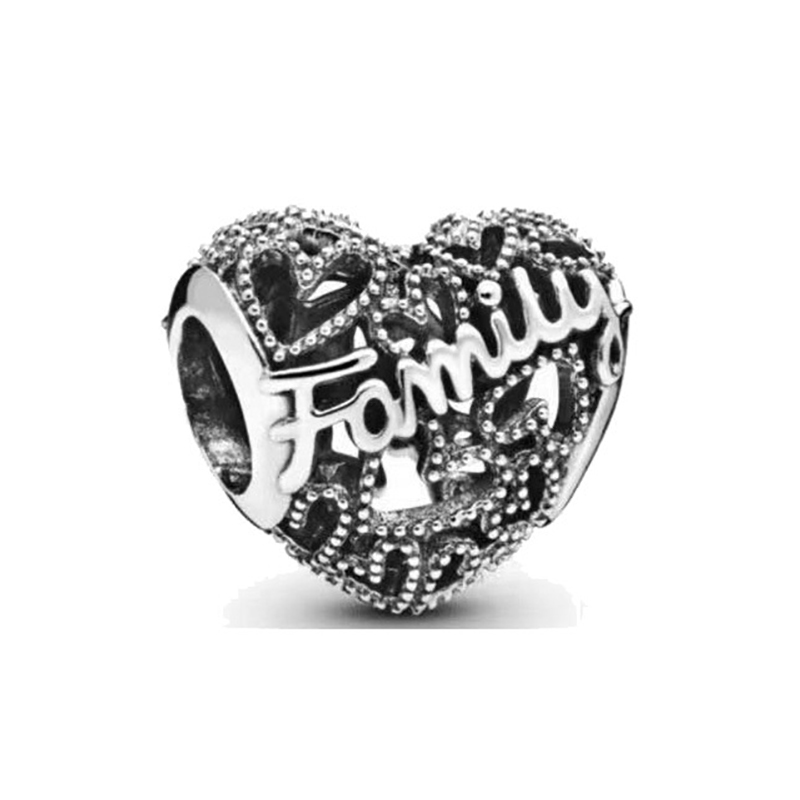 New Popular 925 Sterling Silver European I Love You Mom Feather Home DIY Beads For S925 Snake Charm Silver Bracelet Women Jewelry Gift Accessories