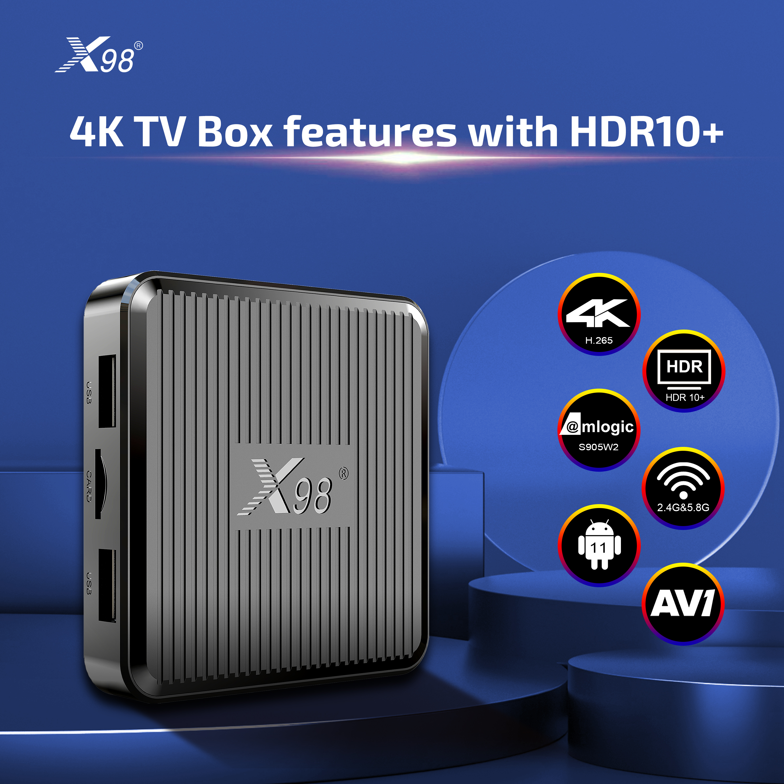 X98Q TV Box Android 11.0 Amlogic S905W2 Quad Core 2G16G X98 TVbox 1G8G AV1 2.4G 5G Wifi 4K HDR Youtube Media Player Set Top Box