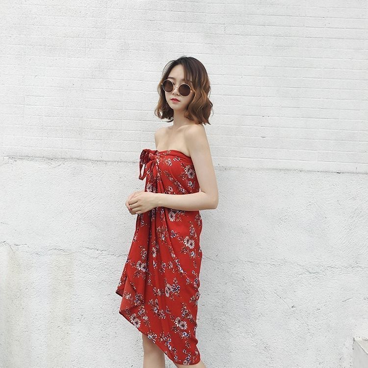 Women Floral Print Chiffon Long Skirt Summer Stylish Midiskirt Lace-up Wrap Holiday Suntan Beach s Sexy 220317