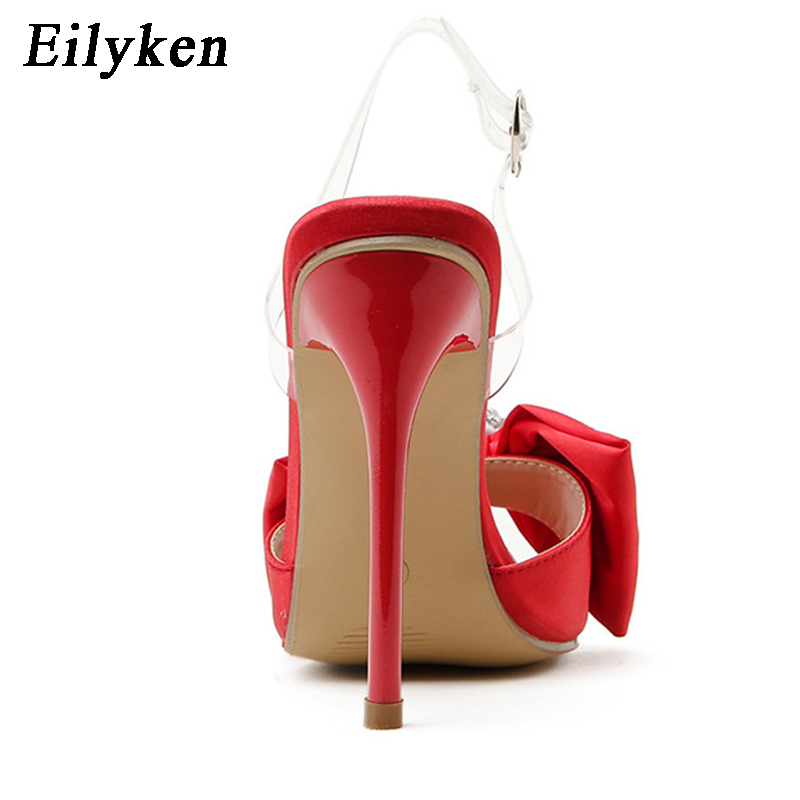 Eilyken Silk Butterfly-knot Women Mule high heels Slippers Sandals Pointed toe Strappy Slides Party shoes size 35-42 220406