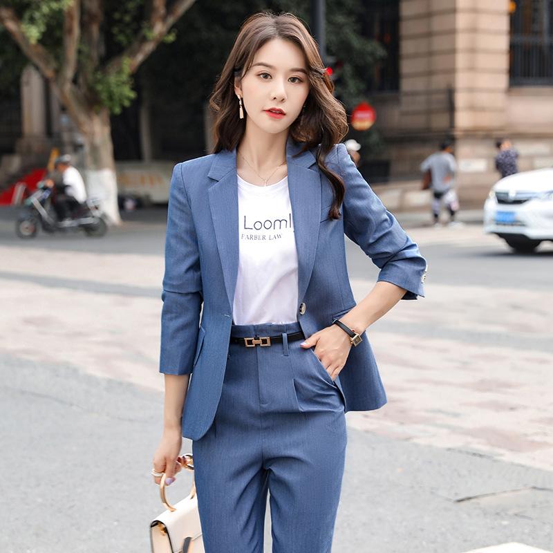 Women' Two Piece Pants Ladies Temperament Office High Quality Suit Two-piece Autumn Women' Professional Jacket Slim TrousersWomen 
Women' Two Piece Pants Ladies Temperament Office High Quality Suit Two-piece Autumn Women' Professional Jacket Slim TrousersWomen